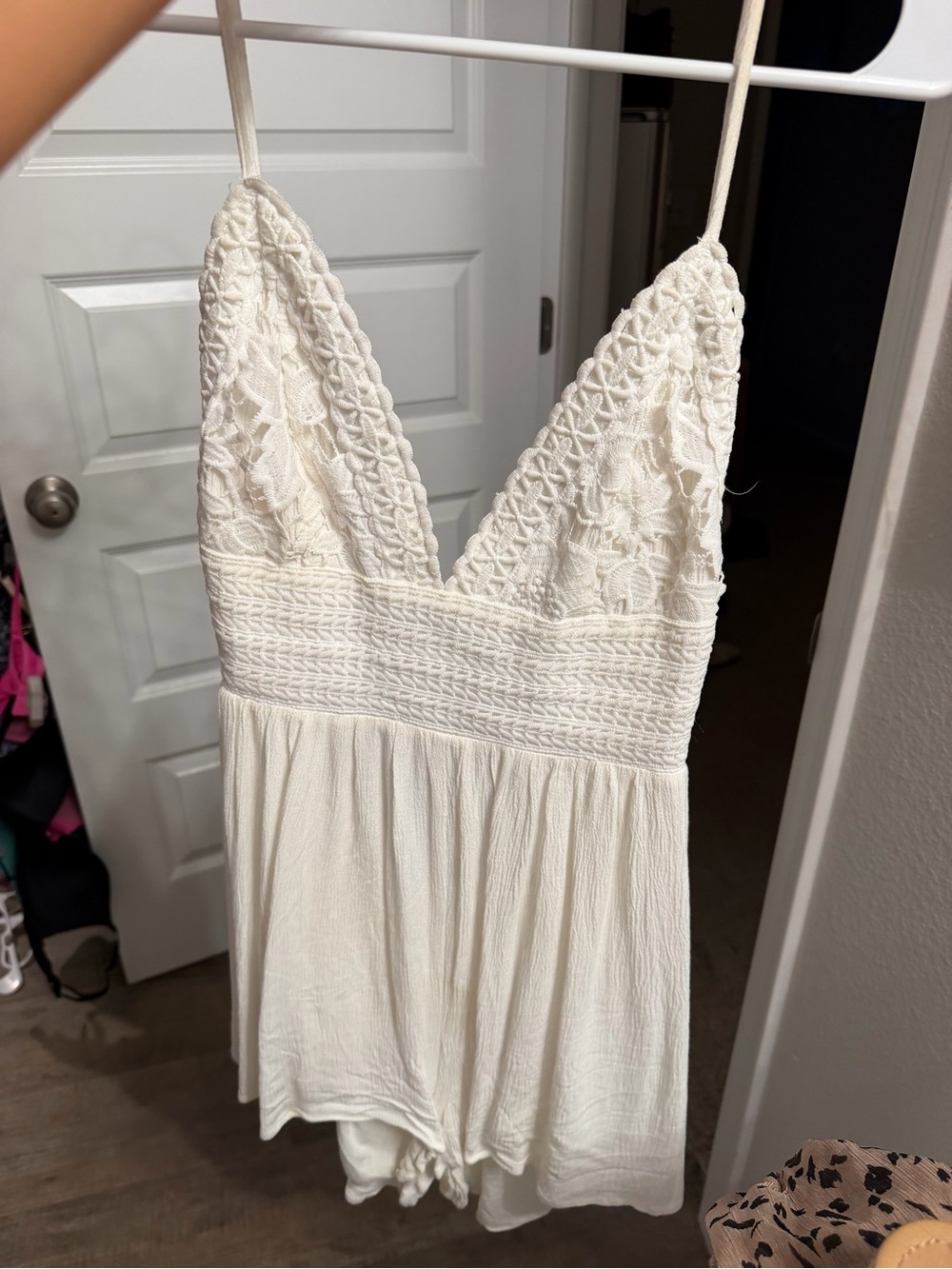 White Lace Bodice Spaghetti Strap Romper